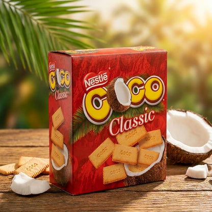Paquete de galletas de coco Nestlé de origen ecuatoriano Detalle